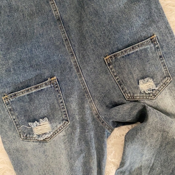 Frontwards backwards medium wash denim overalls - Picture 7 of 8